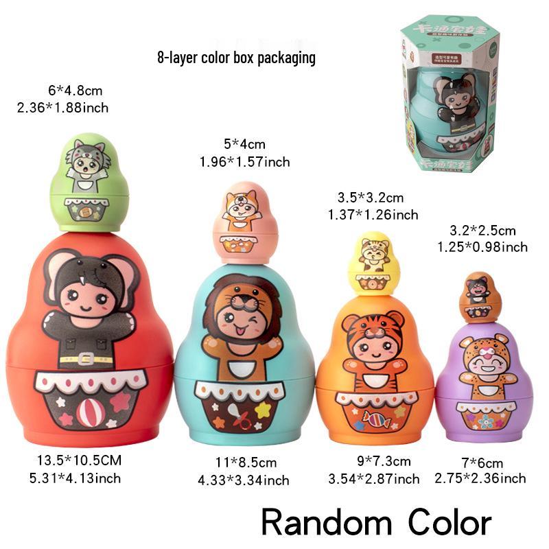Children's Educational Stacking Toy with Cartoon Animal Patterns - 6 & 8 Layer Options