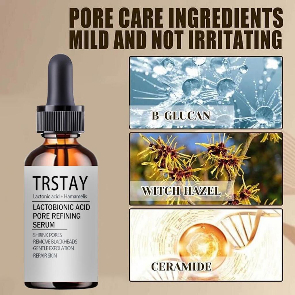 Lactobionic Acid Shrink Pores Serum Moisturizing Facial Essence Liquid Purify Pore Treatment Beauty Skin Care  Whitening Cream
