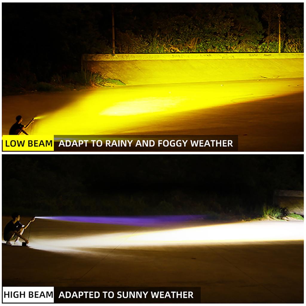 Car Work LIghts Motorcycle LED Dual Color Mini Lens Headlight Driving Light Fog Lamps Motorcycle Headlights SUV UTV Spotlight
