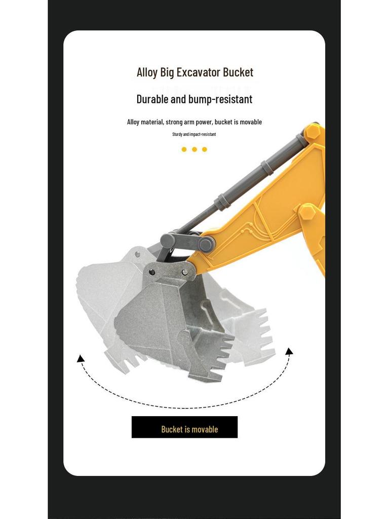 Alloy Remote Control Excavator Digger Vehicle Toy Bulldozer for Kids - Free Shipping