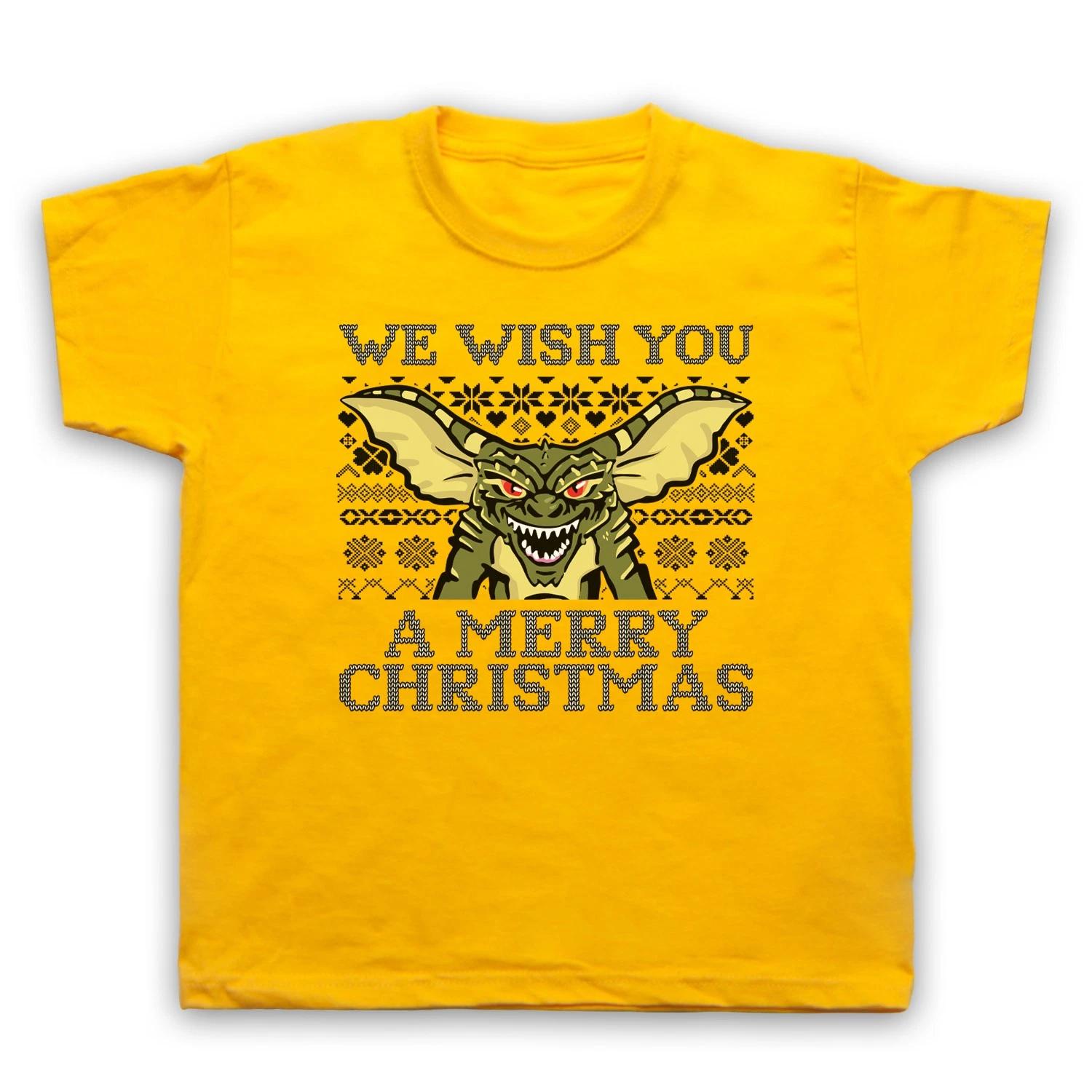 Поздравляем с Рождеством Смешной Гремлин Детская Футболка Для Детей Все Цвета 160