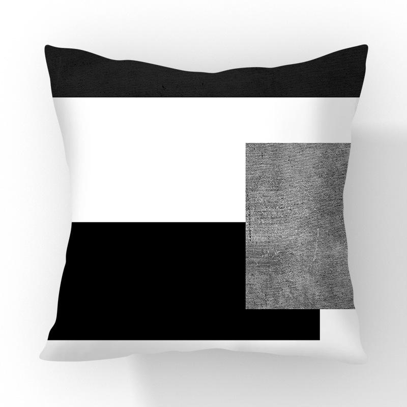 New Contrasting Color Pillow Geometric Pattern Stitching Black Pillow Case Living Room Sofa Cushion Car Pillow Case