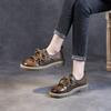 Fashion Vintage Cowhide Brown Flat Sole Women's Shoes Hollow Out Breathable Women's Shoes Summer Women's Shoes Soft and Healthy