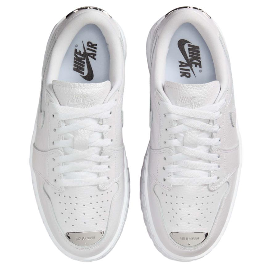 Air Jordan 1 Low Brooklyn White Metallic Silver Women Sneakers HF3184-100