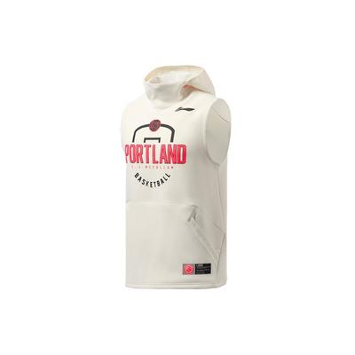 Li Ning Sports Basketball Series Letter Print Sleeveless Hoodie Men Hoodies Off-White AWDR351-2