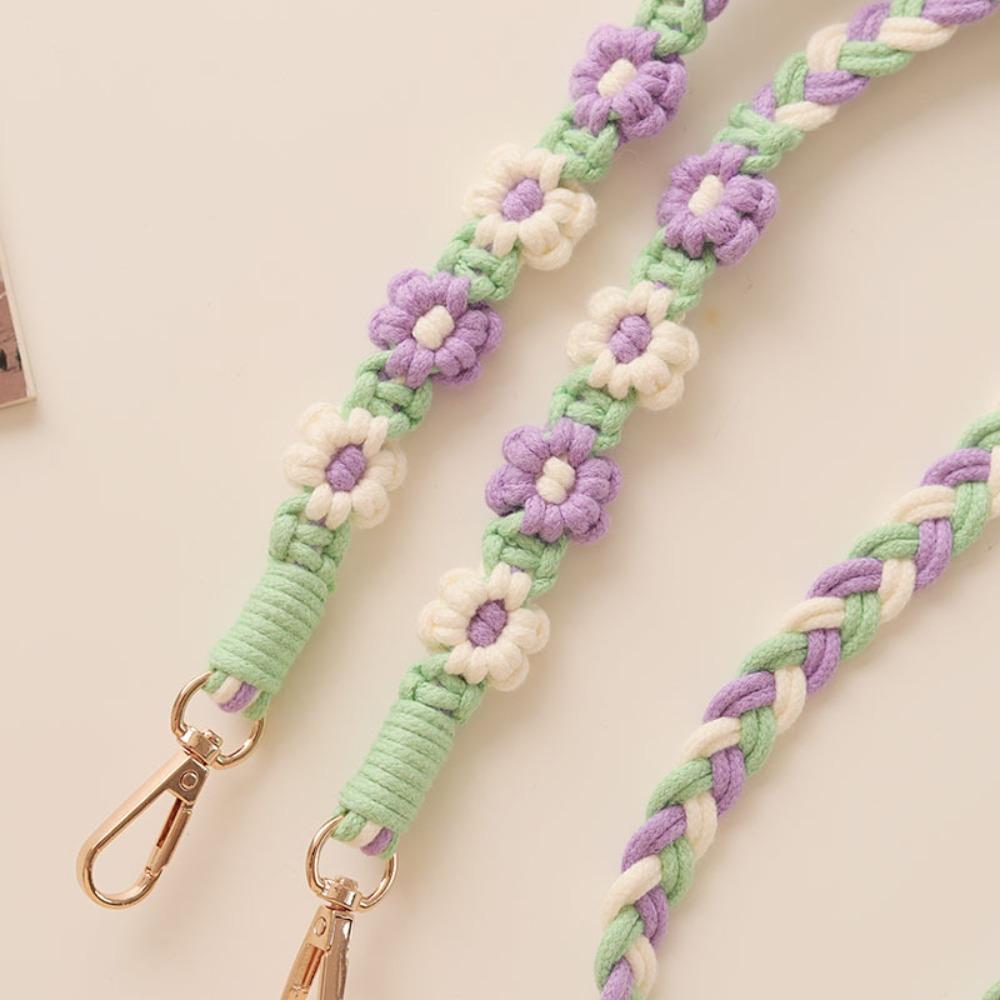 Anti-Lost Flower Woven Chain Lanyard Bag Braided Rope Woven Daisy Flower Hanging Chain  Dating