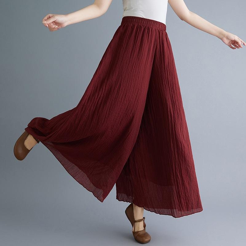 

Korean Irregular Casual Cotton Linen Pants Women Casual Wide Leg Summer Candy Color Sweatpants Ankle-length Straight Trousers L