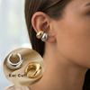 No Piercing Ear Cuff Set Silver-Gold Mixed Color Chunky Fluid Wave Clip On Earrings Stackable Jewelry Women