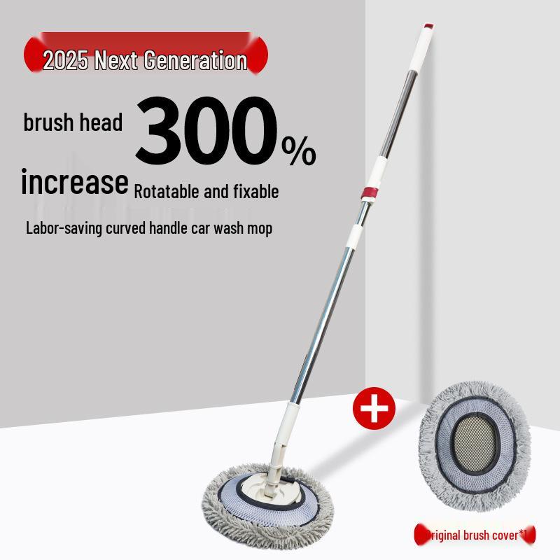 Curved Soft Bristle Telescopic Car Wash Mop & Brush