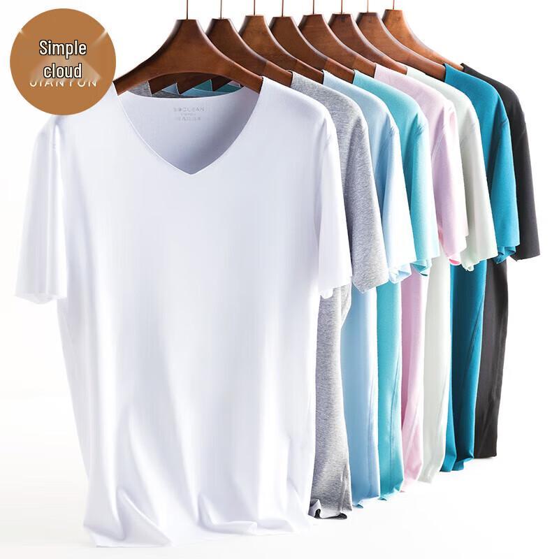 Men's Modal Seamless V-Neck Short Sleeve T-Shirt