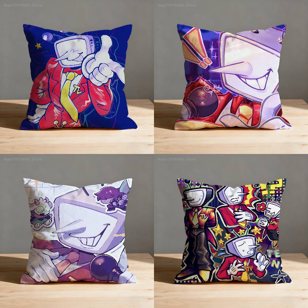 D-Deltarune Tenna Pillow Case Print Polyester Fiber 40X40 Cm Home Sofa Throw Cushion Cover Decoration