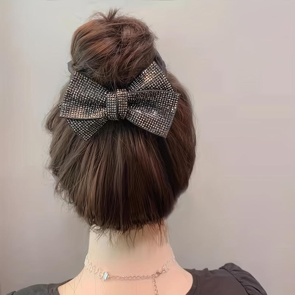 2 Diamond Piece Large Intestine Hair Tie Bow Hair Rope Easy Temperament Ball Head Flower Female Ponytail Hair Rope High-End Headwear