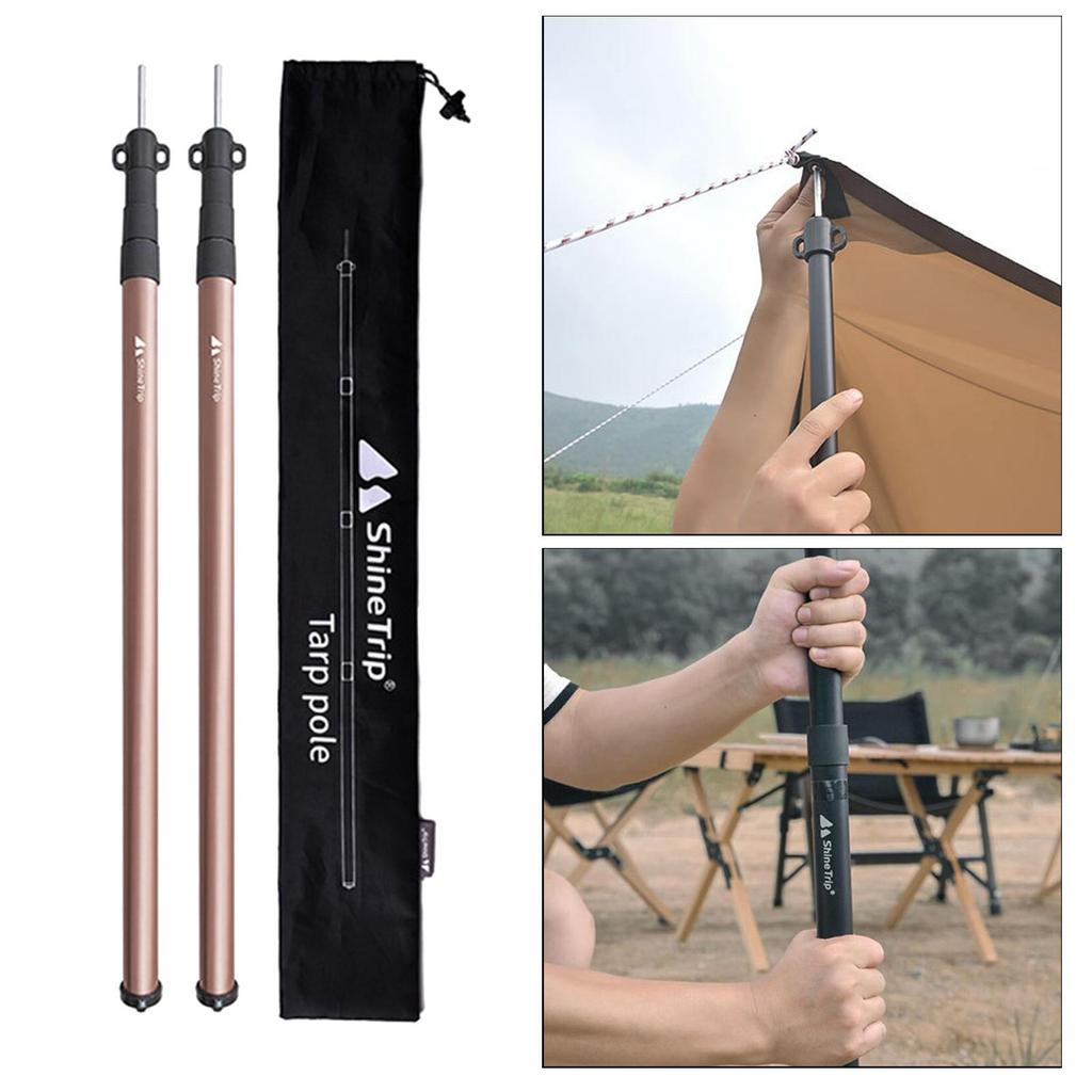 2 Pieces Universal Telescopic Tent Rods, Adjustable Awning Poles, Alloy 4-Section 27.5-83''