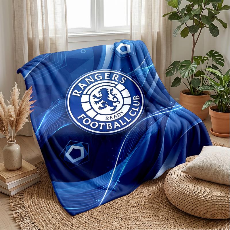 Rangers FC Weiche Flanell-Fleece-Decke Leicht Gemütlich Warm Überwurfdecke für Sofa Bett Heimdekoration