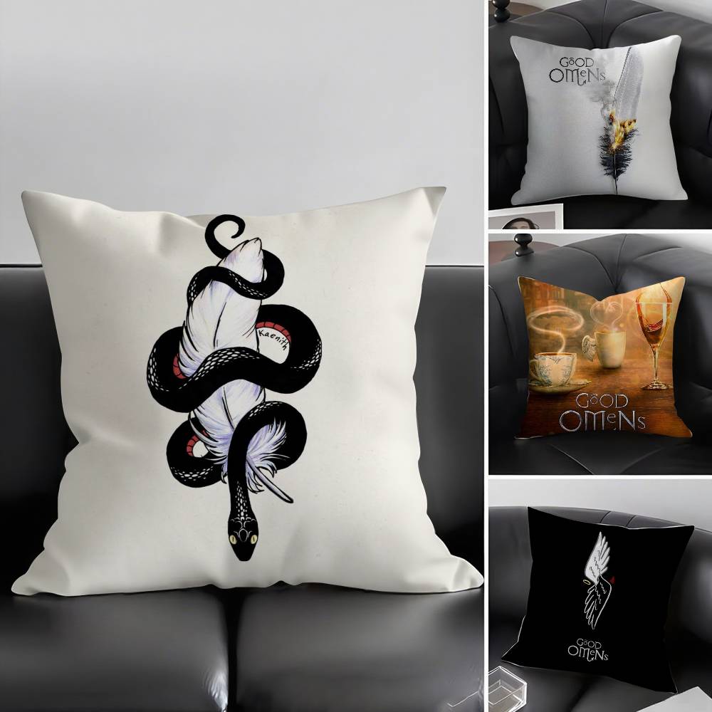 Tv G-Good Omens Pillow Case Plush Fabric Soft Double-Sided Printed Sofa Warm Winter Home Gift Cushion Cover