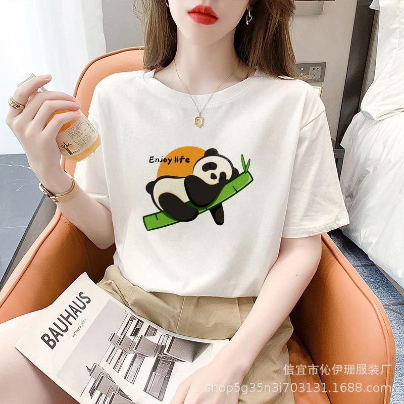 Cotton White Short Sleeve T-shirt Women's Summer Fashion Brand Loose T-shirt Top