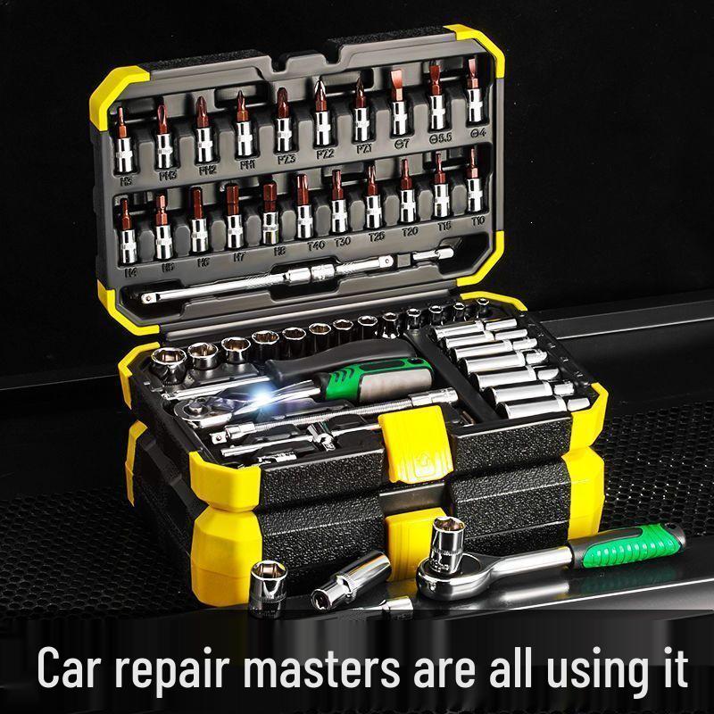 53-Piece Auto Repair Tool Set: Complete Socket, Wrench & Ratchet Kit