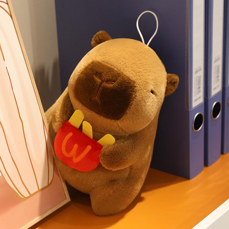 Cute Capybara With Basketball French Fries Cartoon Stuffed Animal Capybara Accompany Sleep Doll Xmas Gifts