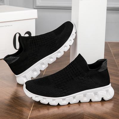 New Fly-woven Socks Shoes Men's and Women's Medium-top Sports Women's Shoes Elastic and Lightweight Soft-soled Large-size Couple Men's Shoes 36-46