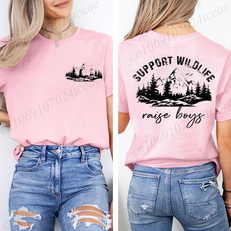 

Support Wildlife Raise Boys Printed Summer T-shirt Casual Loose Couple Thin Short Sleeves Fashion Clothing Mom Life T-Shirts S