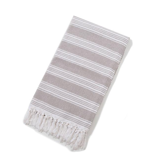 Polyester Cotton Turkish Striped Fringed Tassel Beach Towel Yarn-Dyed Cotton Linen Summer Foreign Trade Sunscreen Beach Towel 100*180cm&200gsm