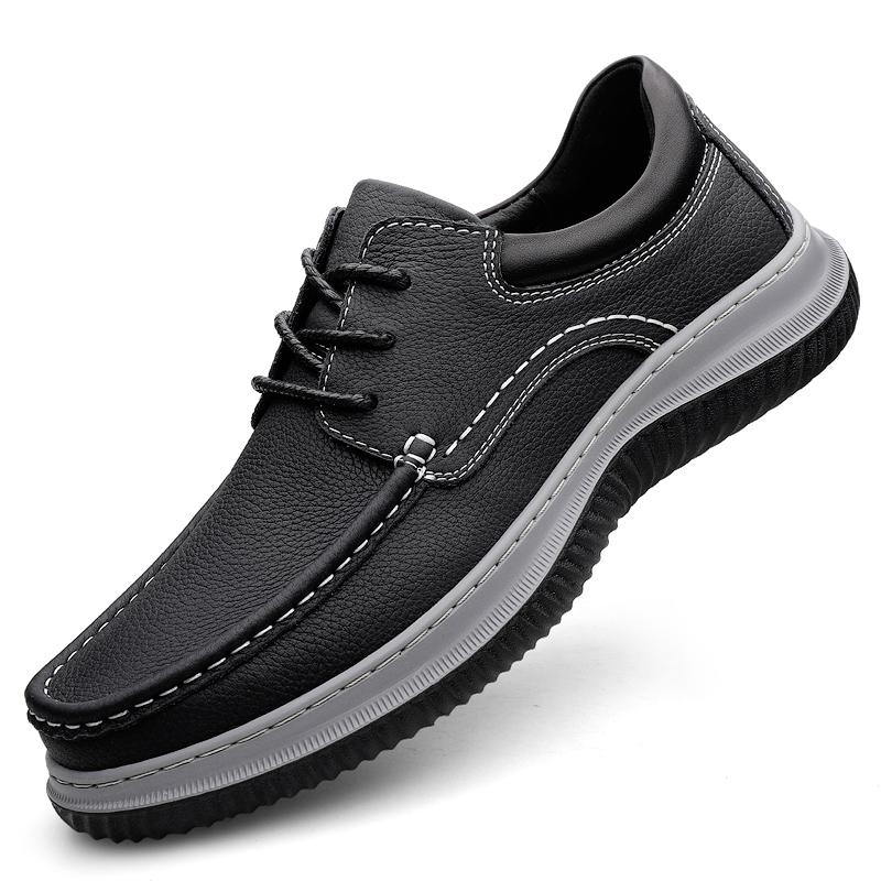 

New Genuine Leather Mens Formal Shoes Luxury Brand Outdoor Comfy Business Dress Shoes Men Breathable Office Loafers Mocassins 46 чёрный