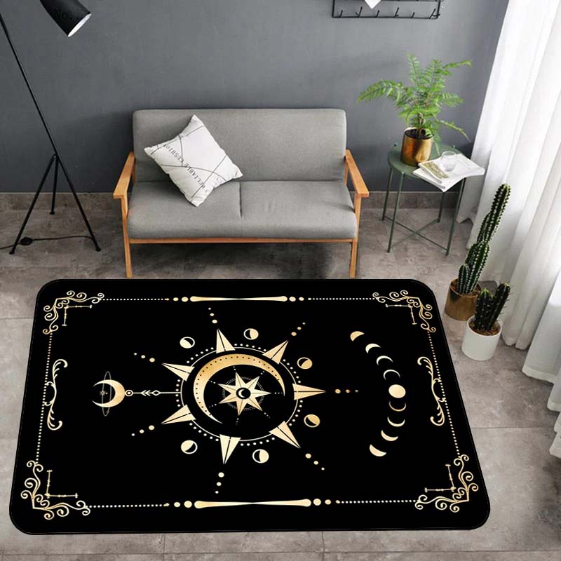 Moon Magic Witch Journal Carpet 3D Printed Big Carpet Celestial Boho Tarot Mat Living Room Bathroom Mat Anti-slip