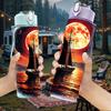 1PC Moon Sailboat Ocean Night Scene Print 750ml Color Plastic Sports Water Bottle Leakproof Flip Straw Lid Suitable for Sports Office Home Use