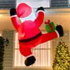 JOYFY 6 FT Tall Christmas Inflatable Climbing Santa with Gift Box Hanging Santa with Build-in LED for Xmas Party Decoration