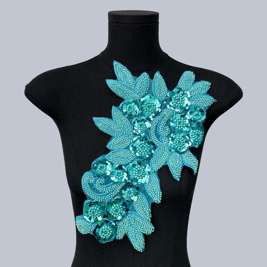 Mesh Sequin Nail Diamond Bead Embroidery Sewing Single Flower Collar Diy Decoration With Clothing Accessories Collar