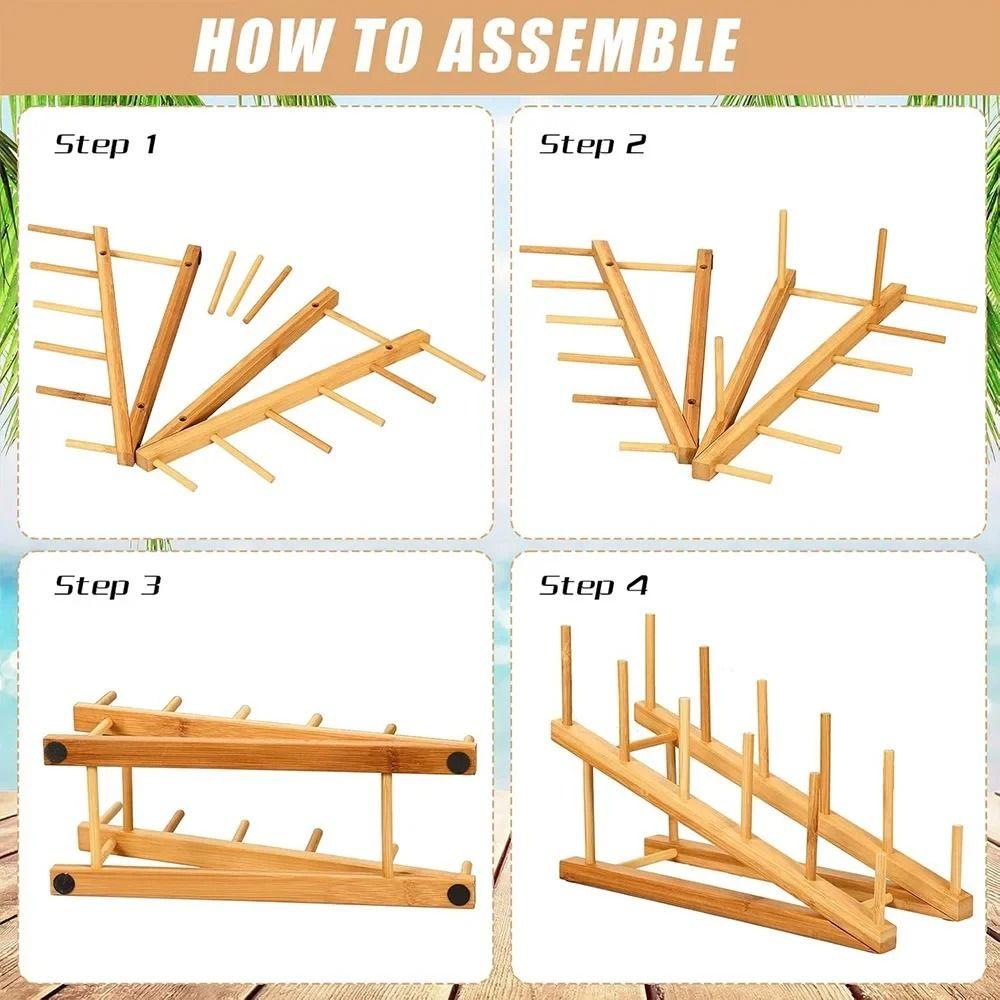 Ladder Type Pot Lid Holder Drying Dish Drain Rack Practical Kitchen Storage Stand  Shower Room