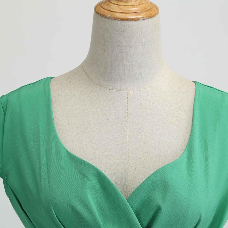 IELGY Kurzärmliges, einfarbiges Kleid im Retro-Hepburn-Stil mit hoher Taille