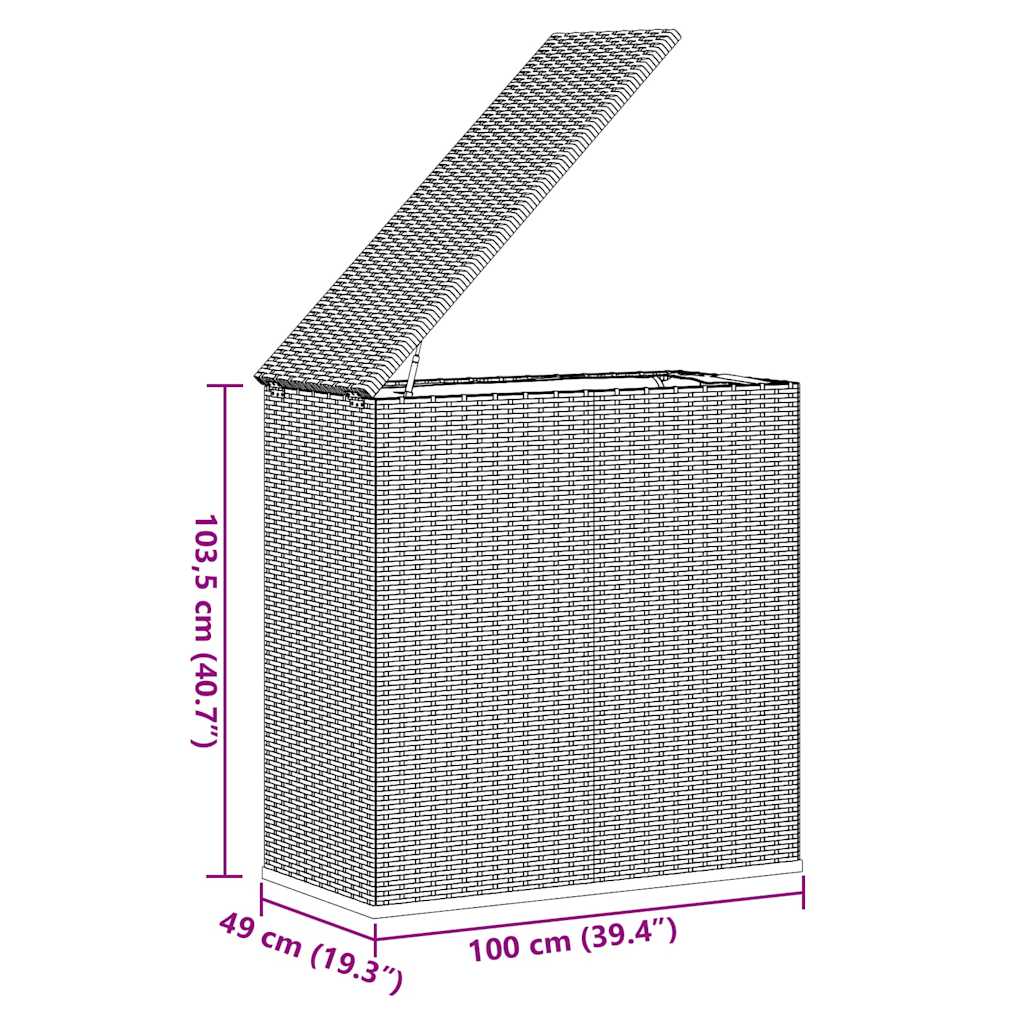 Garden Cushion Box PE Rattan 100*49*103.5 cm Brown