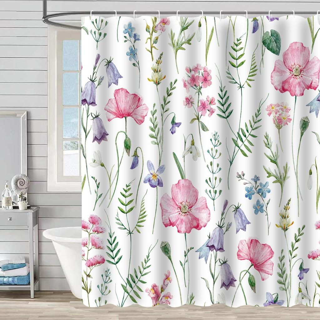 SHU1 3D Printed Tropical Jungle Plants Design Bath Curtain Polyester Waterproof Shower Curtain, 180x180cm