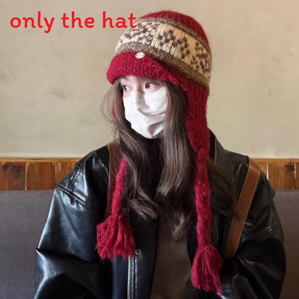 Vintage Knit Beret Wool Blend Warm Hat For Autumn Winter Women