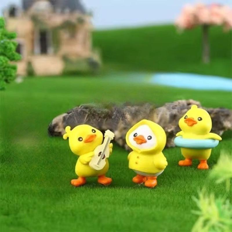 3pcs Anime Figure Little Yellow Duck Model Decor Cute Car Mounted Ornaments Auto Interior Dashboard Accessories for Girls Gifts
