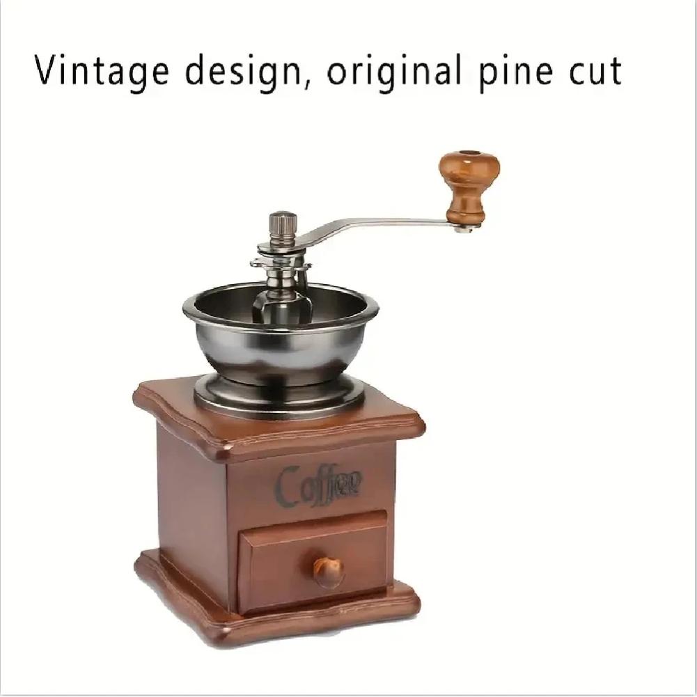 1PCS Vintage Handmatige Koffiemolen Burr Handzwengel Koffiemolens Houten Vintage Stijl Hand Koffiemolen Klassieke Koffie