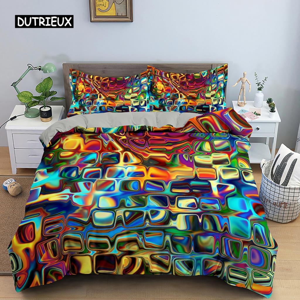 Abstract Duvet Cover Set King Microfiber Blue Psychedelic Bedding Set 2/3 Pcs Queen Size Warped Space Theme Twin Comforter Cover