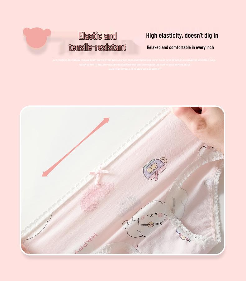 Warm Buds Girls' Pure Cotton Cartoon Underwear, 6-12 Years, Triangle Style