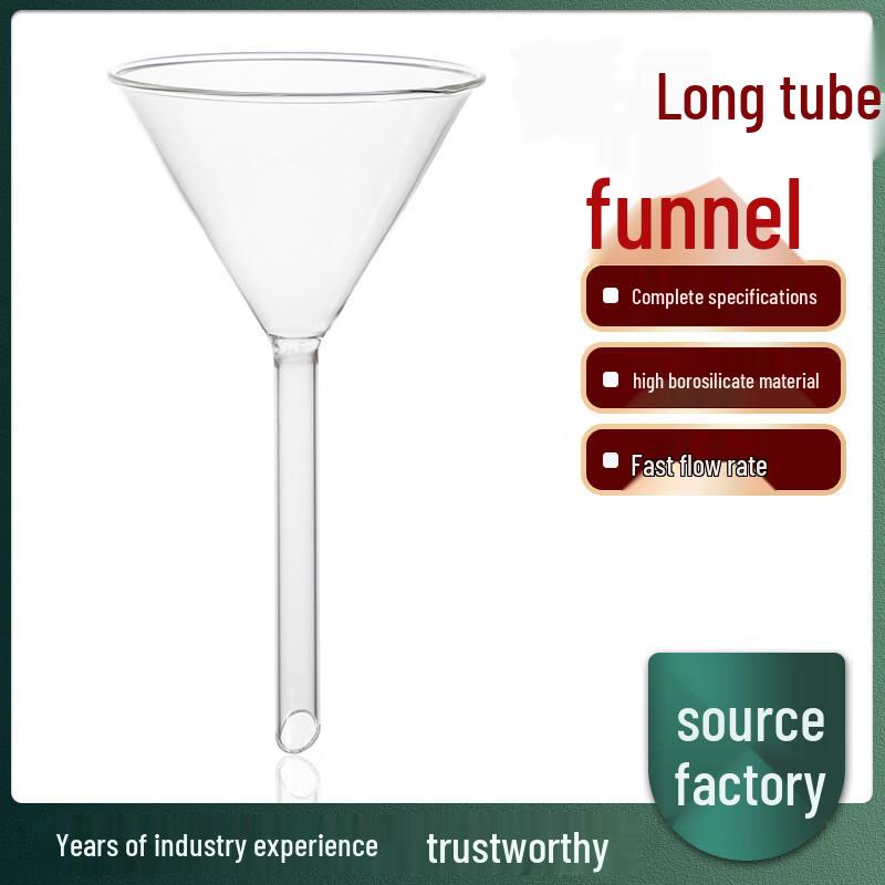 High Borosilicate Long Neck Glass Funnel, 75mm (4-Pack)