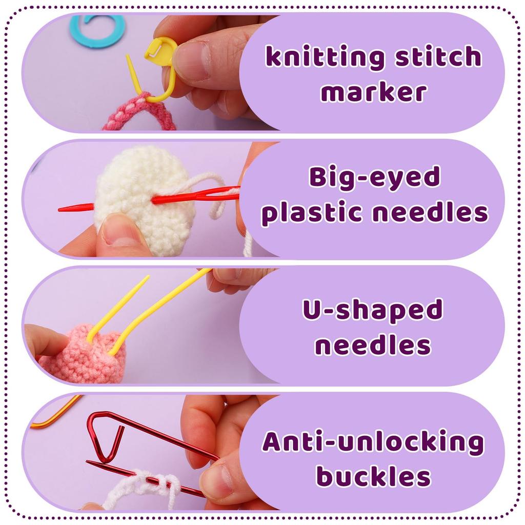 Fenrry 84Pcs Crochet Kit for Beginners with 14 Colors Crochet Yarn Stitch Markers Crochet Bag for Adults DIY Craft