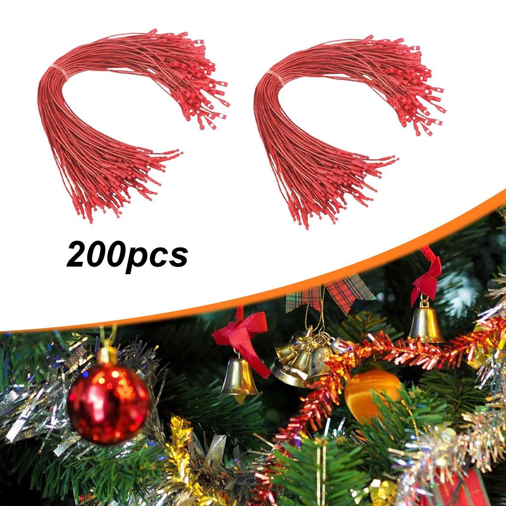 200 Pieces Ornament Hangers for Christmas Decorative with Snap Festive Ornament Strings Hanging Decorations Ropes for Home Party