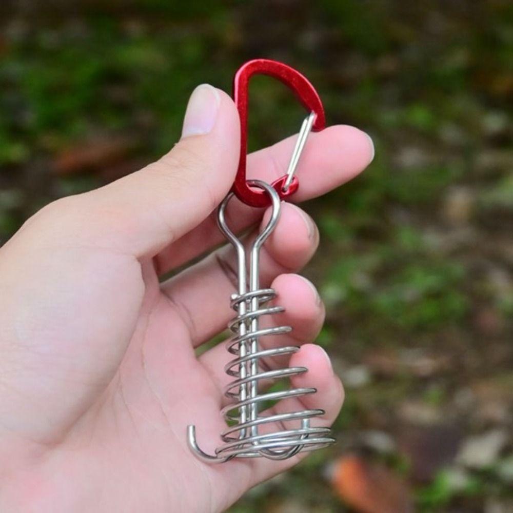 6Pcs Spring Buckle Outdoor Camping Deck Nail Aluminum Zinc Zinc Alloy Fixed Tent Rope Buckle Outdoor Camping