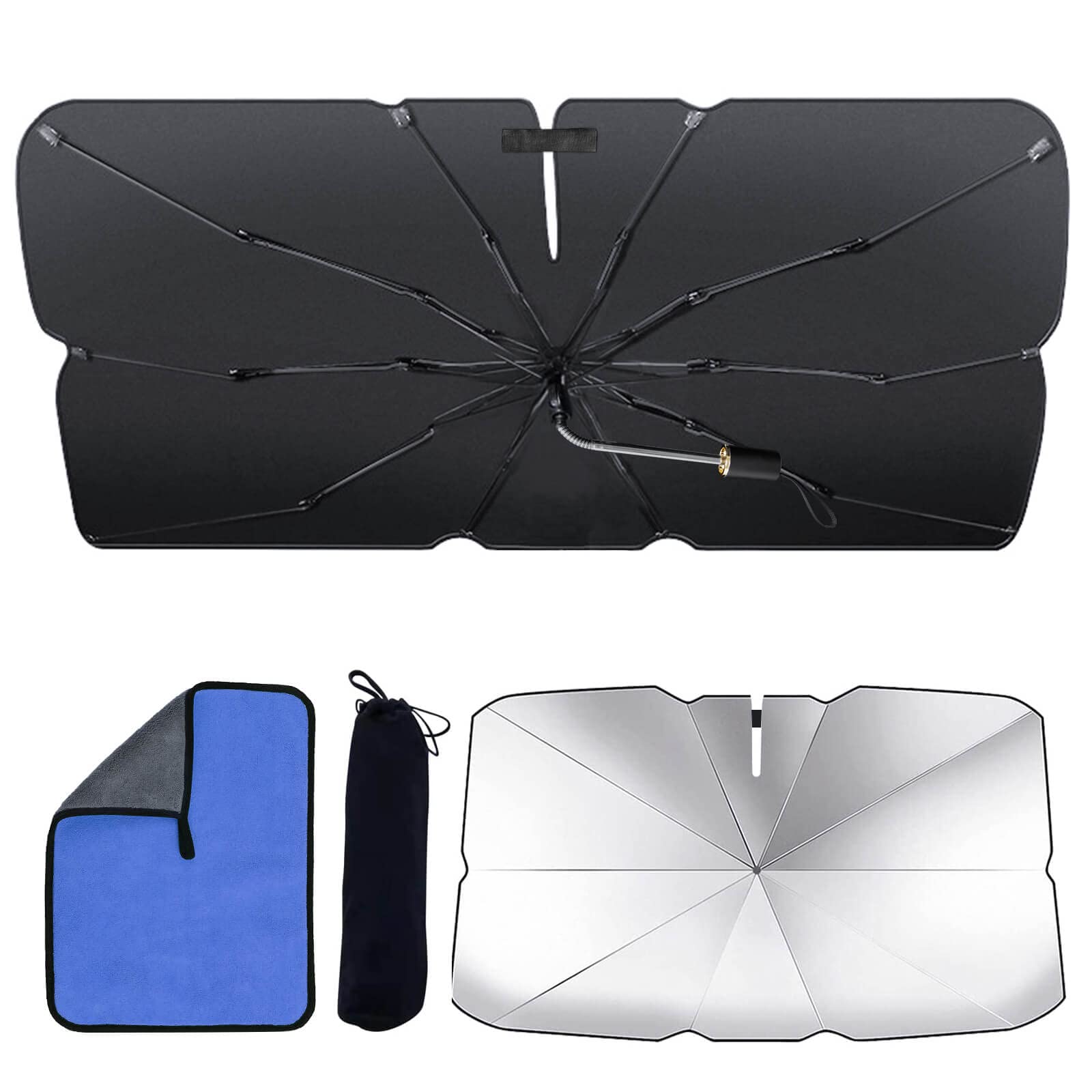 

RUSEPIN Автомобильное переднее и зеркало заднего вида Настраиваемый свет Тепло УФ Гибкий зонт Легкий Включает Хранение Удобная Защита Конфиденциальности Автомобиля Солнцезащитный козырек,