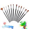 12pcs Nylon Hair Drawing Brush Various Specification Short Rod Drawing Pens for Gouache Oil Painting