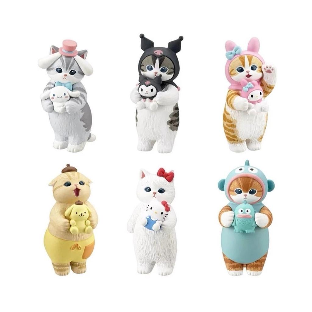 AAGWW 6pcs Capsule Toy Cat Figurine Capsule Toy Full Set Gachapon Toy Character Cat Toy Set Decoration Cute Figurine Gift (D-type 6-piece Set)