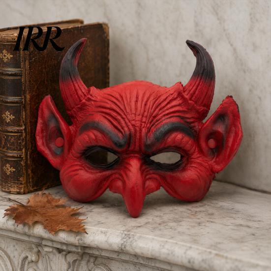 Gedetailleerd Duivel Cosplay Prop Eng Halloween Demon Schuim Masker voor Volwassenen, Rood Half Donkere Sfeer Kostuum Gezicht Maskerade Accessoires