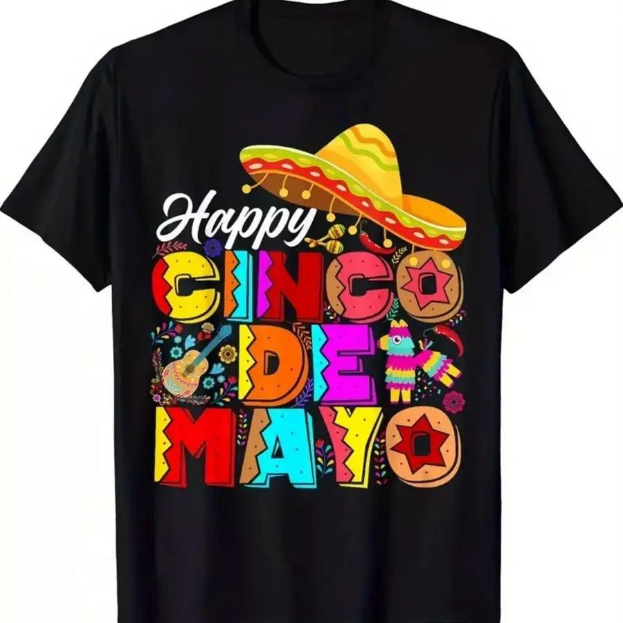 

The Same Style for Men and Women for May 5th Celebration Pattern Printed Round Neck Shortsleeved Tshirt A Must for Home and L... 5XL різнокольоровий