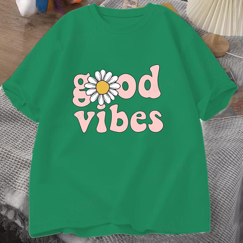 Printed T-shirt, women's casual short-sleeved T-shirt, fashionable letter print top.