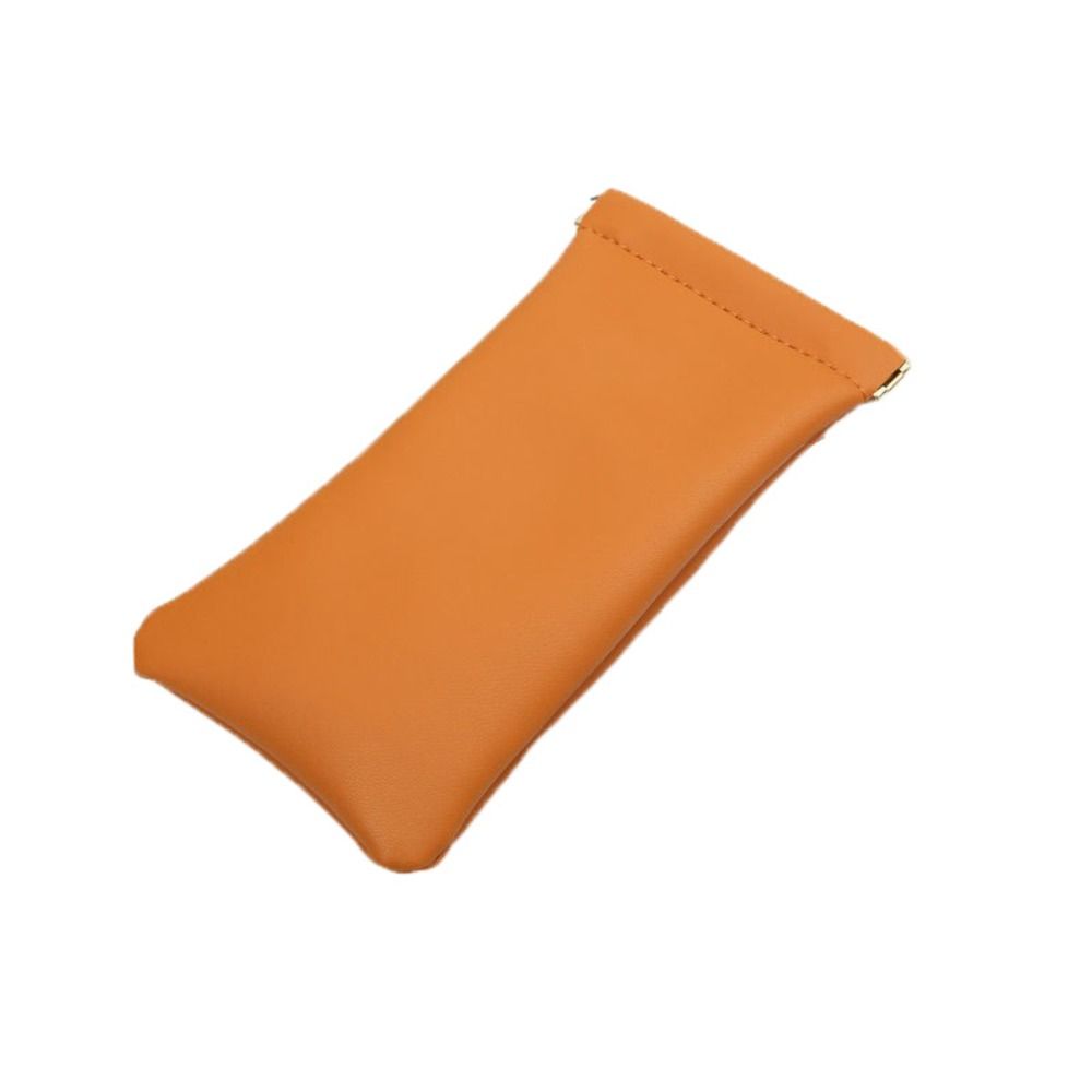 

Однотонный самозакрывающийся чехол для очков из водонепроницаемой искусственной кожи, косметичка для хранения для девочек оранжевый